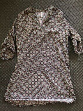 INDIA BOUTIQUE GEOMETRIC MEDALLION PRINT TUNIC DRESS ONE SIZE